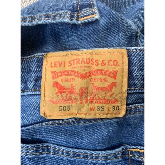 Levi's 505 Men's Jeans Size 35x30 Blue Denim Medium Wash Cotton Casual Straight - Picture 3 of 12